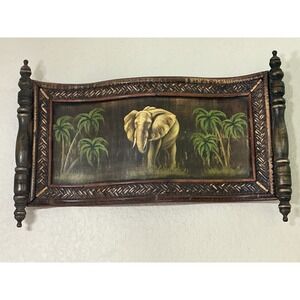 Vintage Elephant Palm Tree Landscape Wall Decor Art Hanging Scroll Style